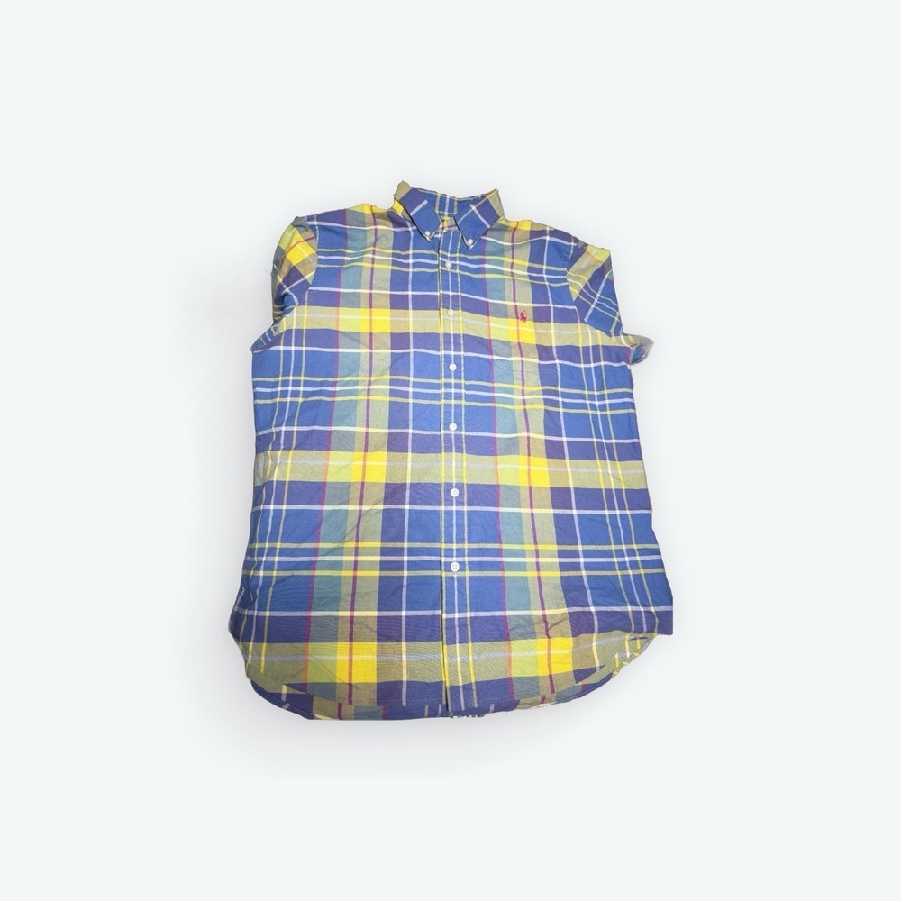 Polo Ralph Lauren Button Down Shirt Mens LG Multicolor Plaid Madras Classic Fit